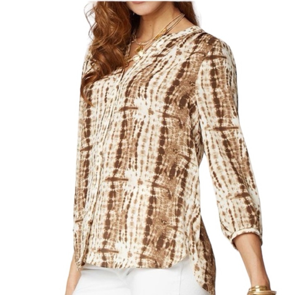 NYDJ Pintuck Blouse in Sanitbel Tie Dye